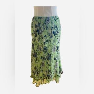 Style&co. Size 10 lime green paisley layered rayon skirt